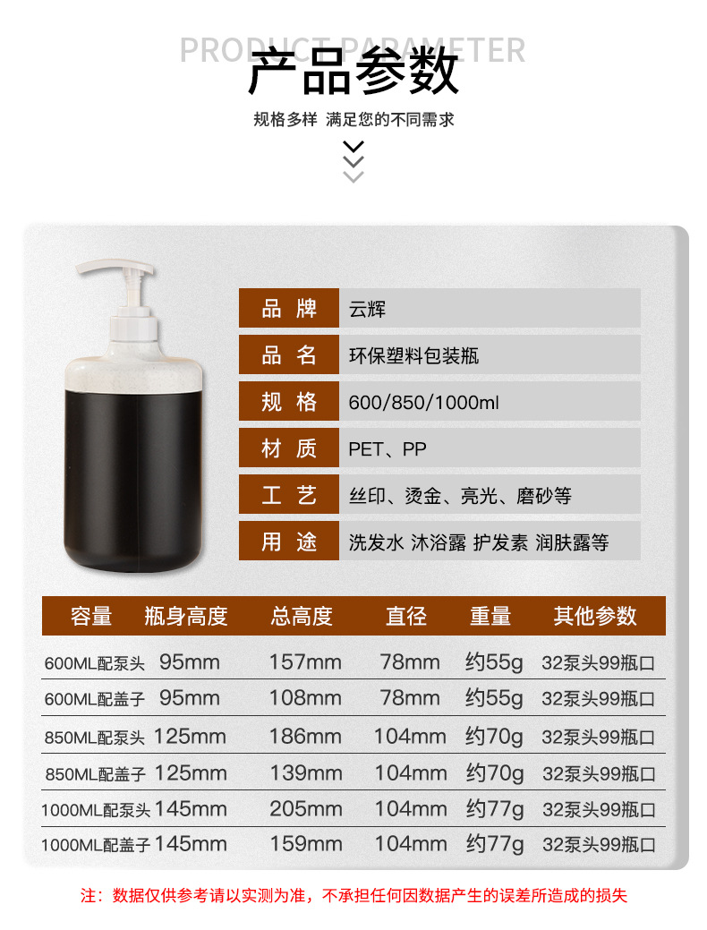 廠家現貨850ml廣口瓶 膏霜瓶面膜罐洗手液按壓瓶磨砂膏PE塑料瓶子